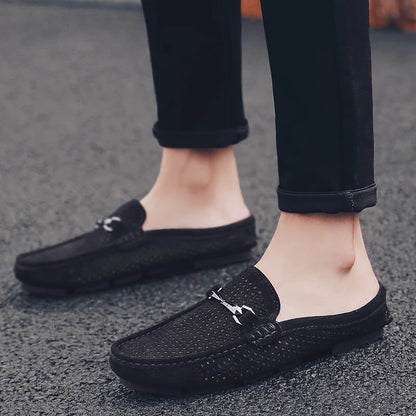 Fashion Men Leather Slippers Outdoor