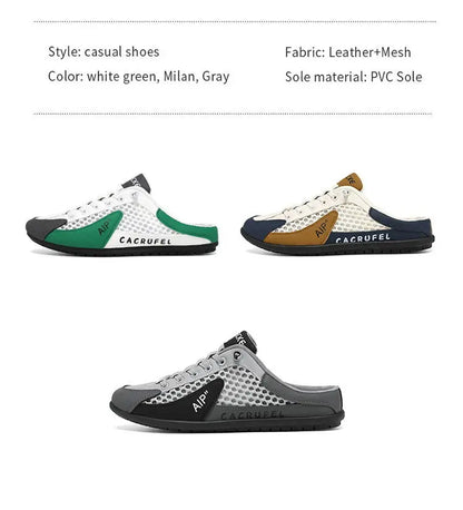 Summer Men's Mesh Slip on Half Slippers Fashion Man's