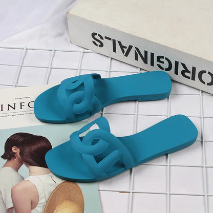 Woman Flat Slippers Candy Color Sandals