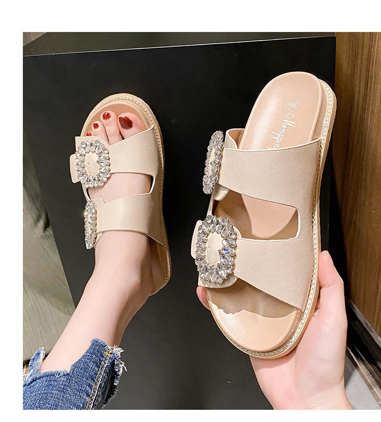 2026 Brand Rhinestone Buckle Sandals