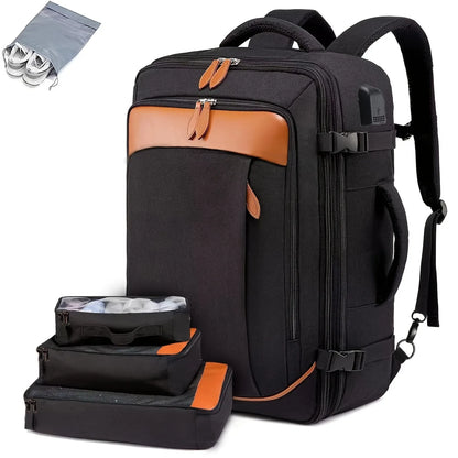 Mochila de viaje con puerto de carga USB, múltiples bolsas organizadoras y compartimento para zapatos, mochila de equipaje de gr