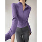 Women's Quick-Dry Yoga Jacket – Long Sleeve Slim Fit Zip Running Coat
