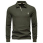 2025 Autumn New Men's Deer Embroidery Cotton Rich Blend Breathable Polo Shirts Long Sleeve Social Business Golf Polo Shirts Male