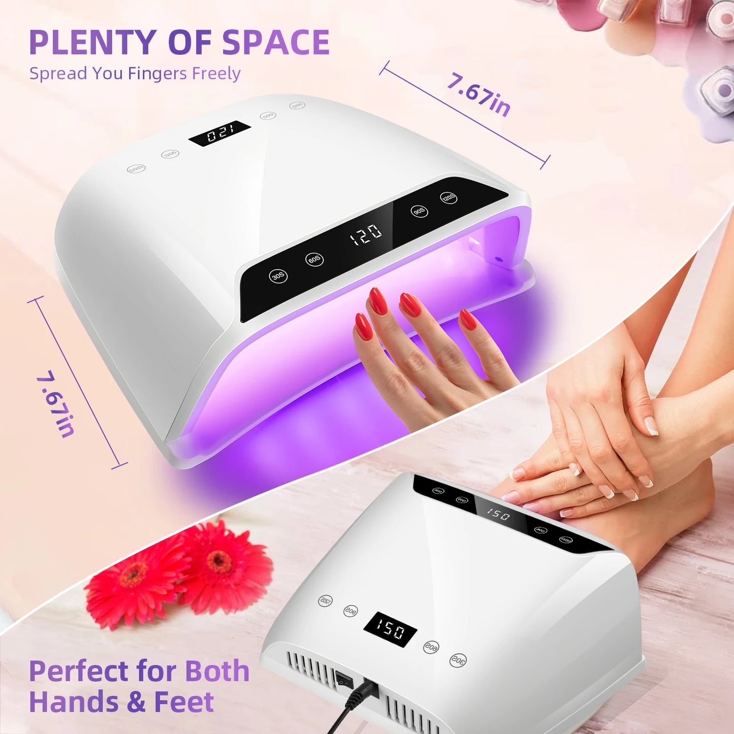 72LEDS Nail Drying Lamp For Nails Gel Polish With 4 Timer Setting HD Display Screen Auto Sensor Professional Nail Drying Machine