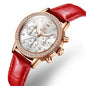 OLEVS Fashion Diamond Watches For Women Luxury Brand Rose Gold Case Ladies Quartz Watch White Leather Strap reloj para mujer