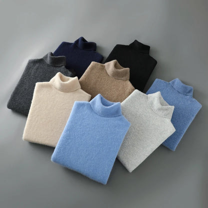 100% wool high neck sweater with pullover for men