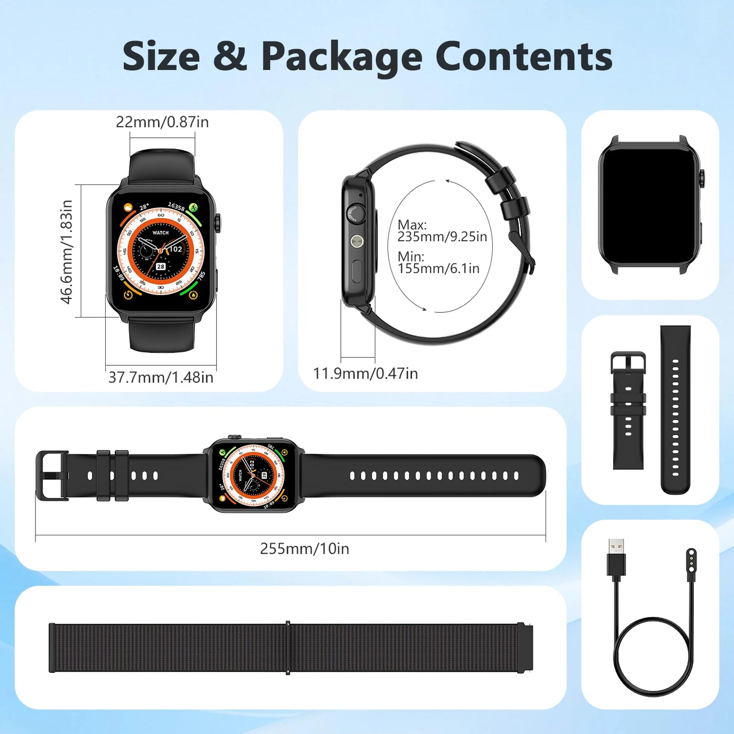 Blackview 2025 R30 Max Smartwatch with Flashlight 1.91'' TFT Screen Health Monitoring Bluetooth Call Watches for Men Women Gifts