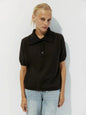 Bronladies Women's Polo Hollow Knitted Short Sleeved Sweater Spring Summer