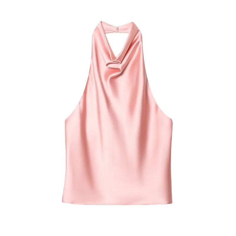 Styledora Satin Halter Top