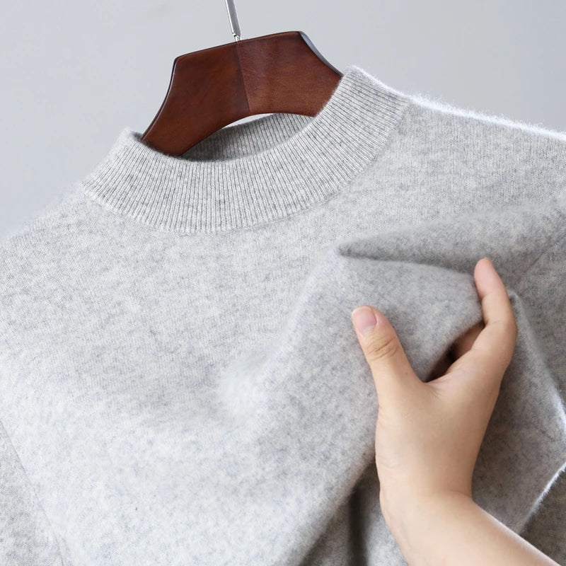 100% wool high neck sweater with pullover for men