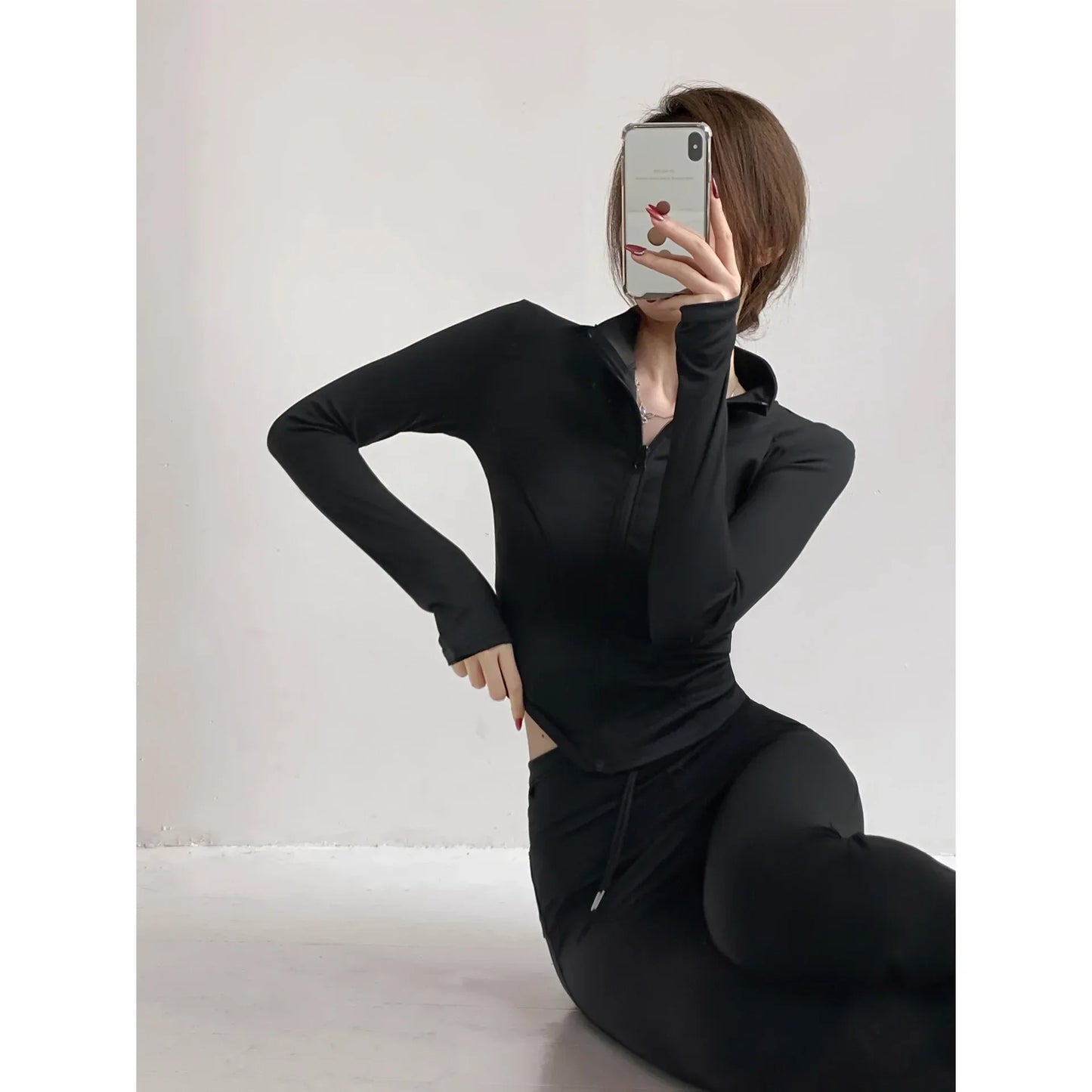Women's Quick-Dry Yoga Jacket – Long Sleeve Slim Fit Zip Running Coat