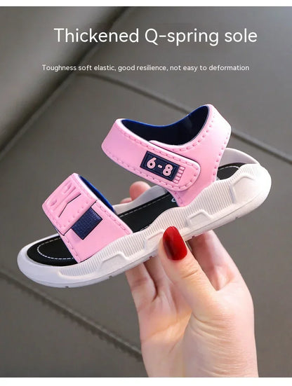 Sandálias simples e generosas para crianças, sapatos de estudantes, calçado casual, desgaste e off, fundo macio fácil, meninos e meninas
