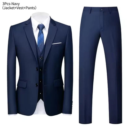 Suits For Men 3 Pieces Set Elegant Wedding  Fashion Classic Full Jackets Vest Pants Blazers Outfit 2026 Formal Costume