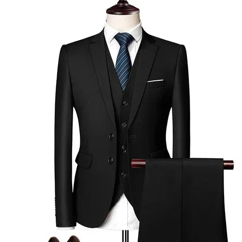 Suits For Men 3 Pieces Set Elegant Wedding  Fashion Classic Full Jackets Vest Pants Blazers Outfit 2026 Formal Costume