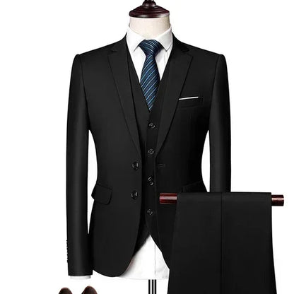 Suits For Men 3 Pieces Set Elegant Wedding  Fashion Classic Full Jackets Vest Pants Blazers Outfit 2026 Formal Costume