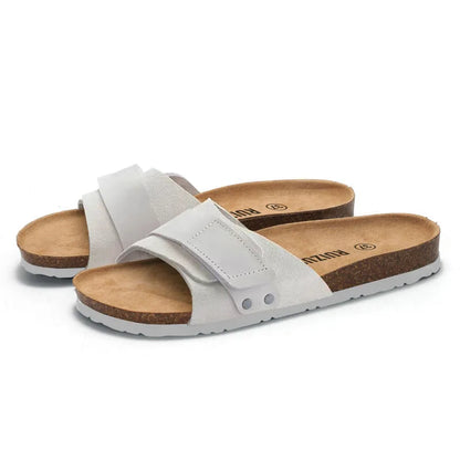 Sandálias de cortiça com sola macia para homens e mulheres, sapatos de praia, chinelos retrô, moda verão