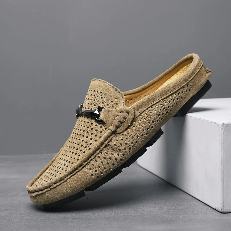Fashion Men Leather Slippers Outdoor