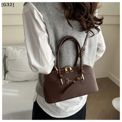 Women's Fashionable Handbag Retro Style Crossbody Bag For Commuting Soft PU Shoulder Bag[G32]