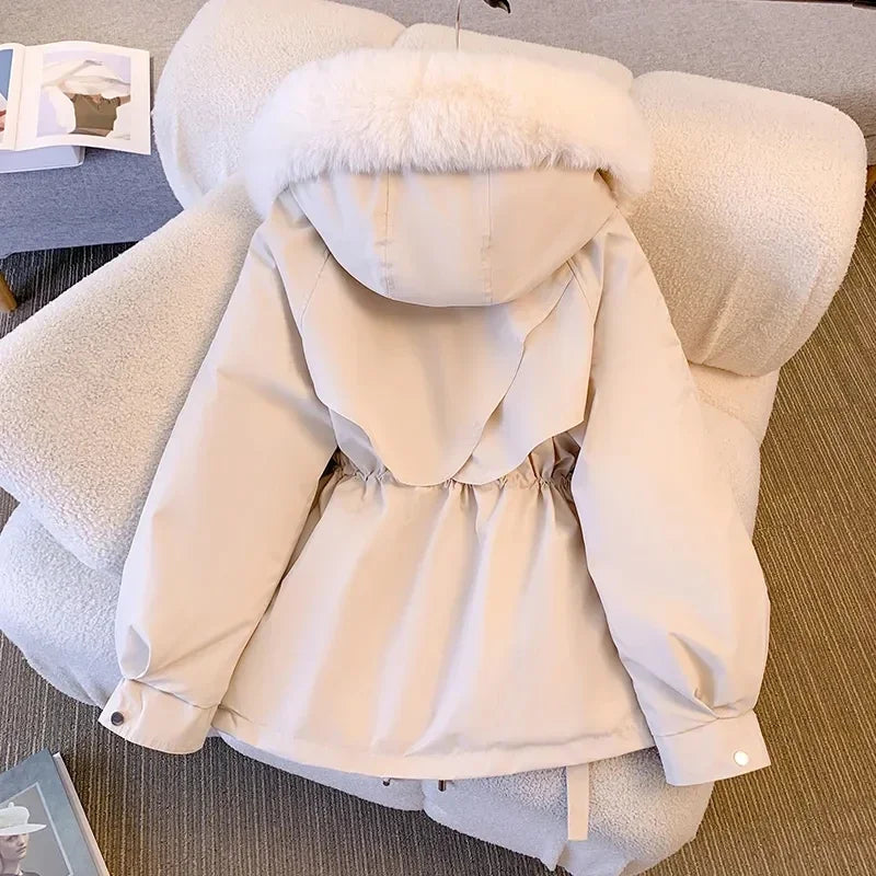 Detachable Pai Overcomes Women's Winter 2026 New Casual Down Cotton Thicken Hooded Coat Female loose Warm Wool Overcoat