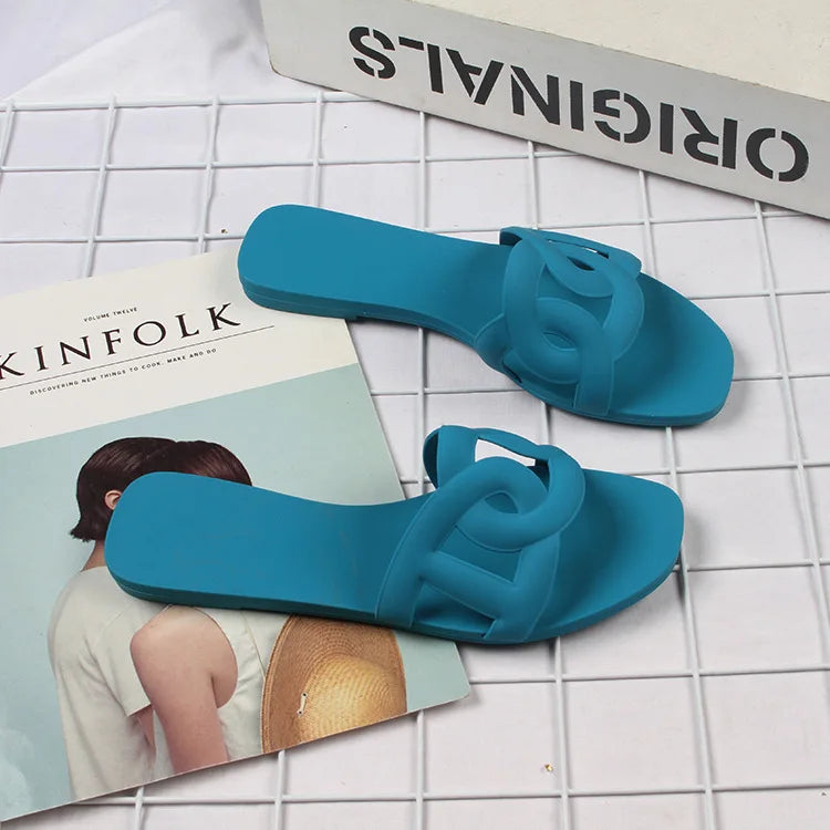 Woman Flat Slippers Candy Color Sandals