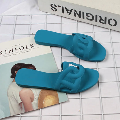 Woman Flat Slippers Candy Color Sandals