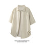 LEGIBLE Summer Shirts Men Loose Thin Cotton Short Sleeve Shirts Male Fashion Stand Solid Color 4XL 5XL