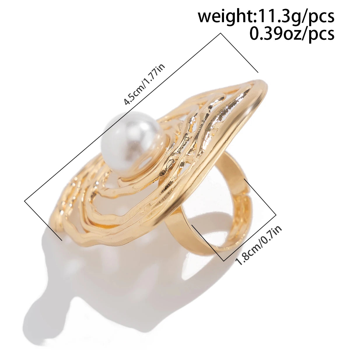 Ingemark Creative Hollow Wrapped Inlaid Imitation Pearls Rings Women Fashion Statement Vintage Geometric Couple Ring Wed Jewelry