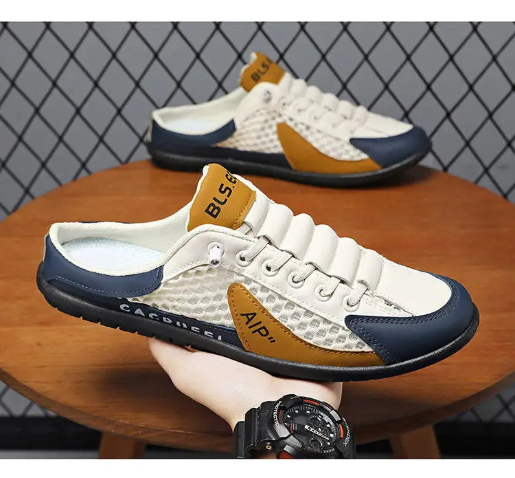 Summer Men's Mesh Slip on Half Slippers Fashion Man's