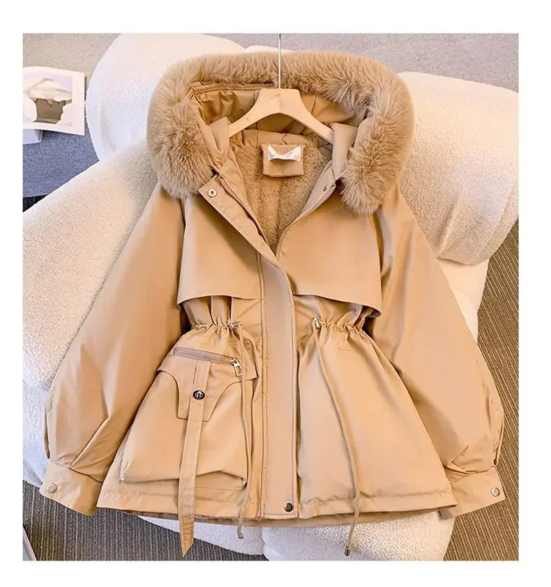 Detachable Pai Overcomes Women's Winter 2026 New Casual Down Cotton Thicken Hooded Coat Female loose Warm Wool Overcoat