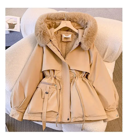 Detachable Pai Overcomes Women's Winter 2026 New Casual Down Cotton Thicken Hooded Coat Female loose Warm Wool Overcoat