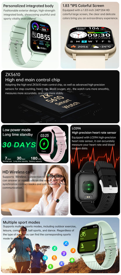 LIGE New Bluetooth Call Smart Watches Women Wrist Watch Sports Fitness Watches IP67 Waterproof Smartwatch For iPhone Android iOS