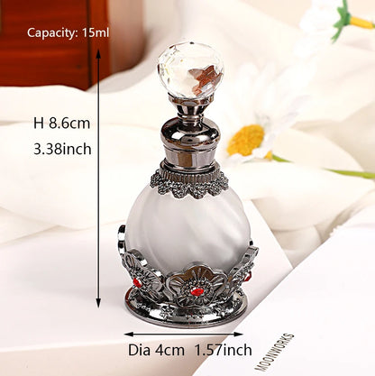 15ml Retro Arabic Dubai Metal Flower Perfume Bottle Essential Oil Attar Refillable Bottle Plum Blossom Flower Design 886
