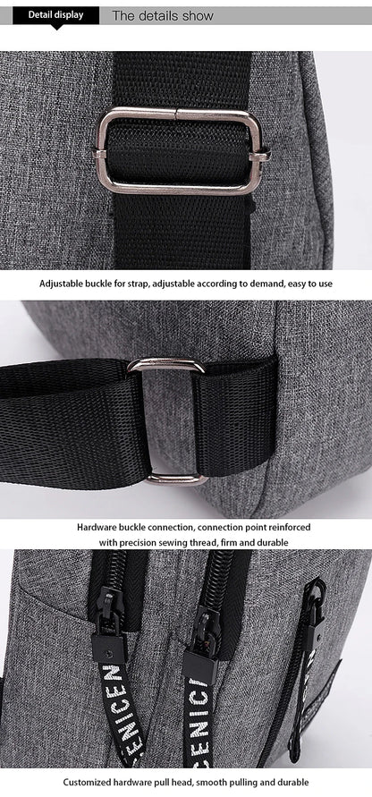 Travel Men's Handbags Multifunctional USB Chest Bag Designer Messenger Crossbody Bags Water-Proof Shoulder Bag Sports Back Pack