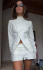 Women's Elegant White Linen Two-piece Outfit