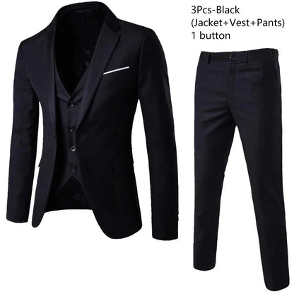 Suits For Men 3 Pieces Set Elegant Wedding  Fashion Classic Full Jackets Vest Pants Blazers Outfit 2026 Formal Costume