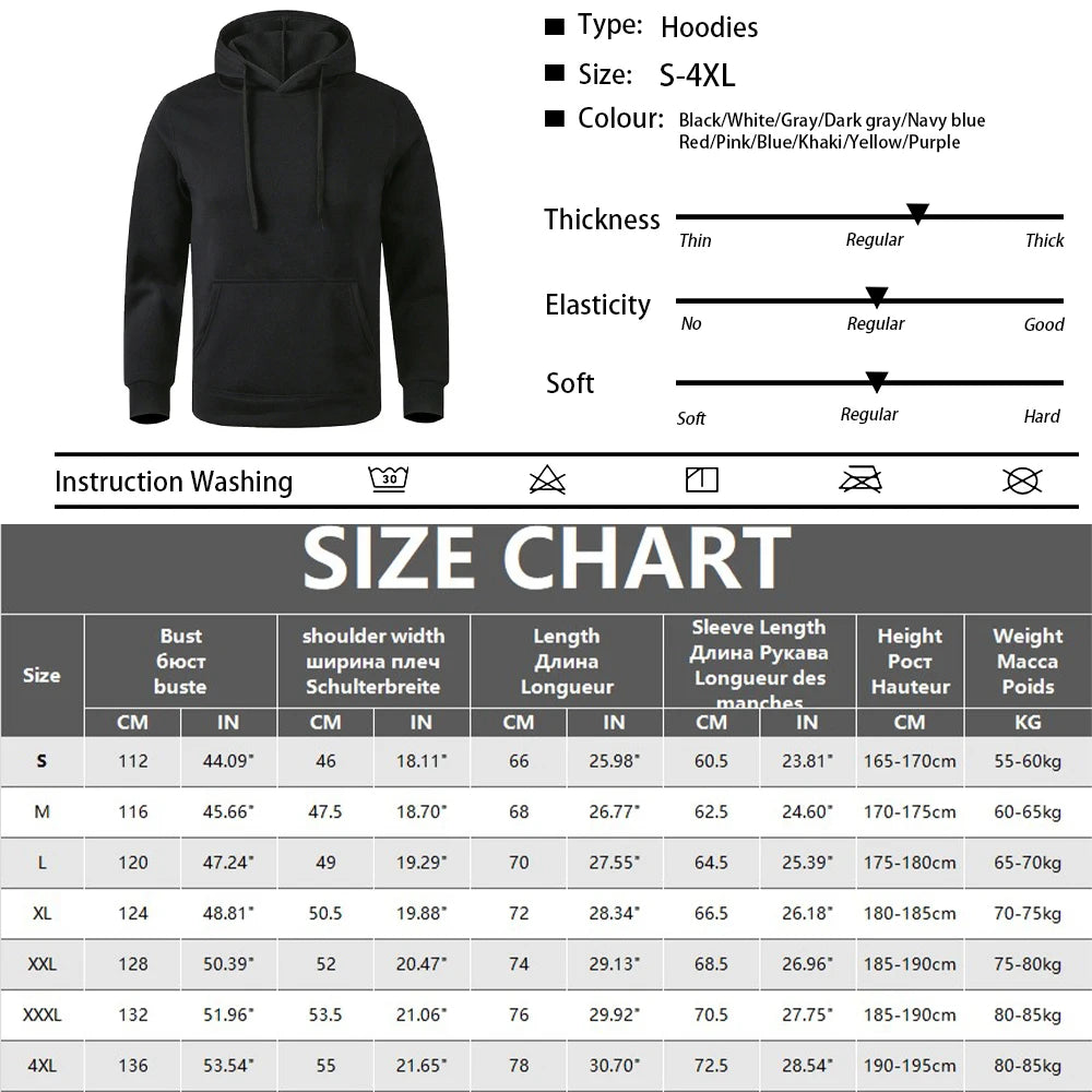 Unisex Casual Hoodie – Solid Color Pullover Sweatshirt