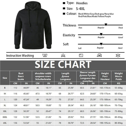 Unisex Casual Hoodie – Solid Color Pullover Sweatshirt