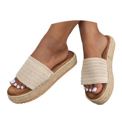 2025 verão feminino plataforma ao ar livre casual dedo do pé redondo sandálias plus size design simples senhoras chinelos para beach wear feminino