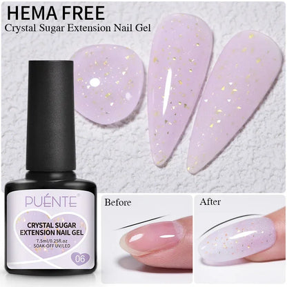 30ML Glitter Poly Nail Gel Hema Free Pink Glitter Acrylic Gel Finger Extension Nail Gel Semi-Permanent Nail Varnish For Manicure