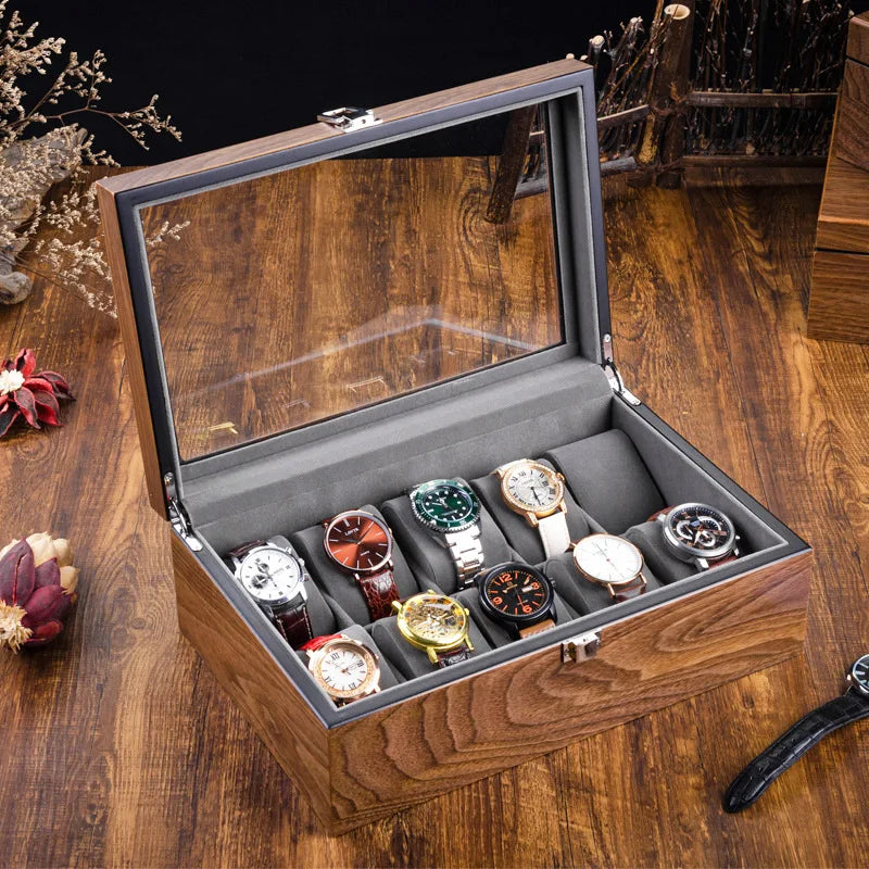 Wooden Watch Box Mens Watch Case Storage Box Travel Luxury Watches Organizer Display Collection Portable Storage Boxes Men Gift