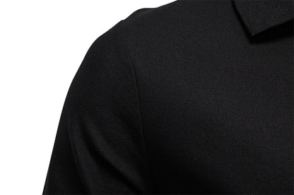 2025 Autumn New Men's Deer Embroidery Cotton Rich Blend Breathable Polo Shirts Long Sleeve Social Business Golf Polo Shirts Male