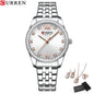 CURREN Luxury Watch Women Ring Necklace Earrings Rhinestone Fashion Wristwatch Female Casual Ladies Watches Bracelet 5PCS Set