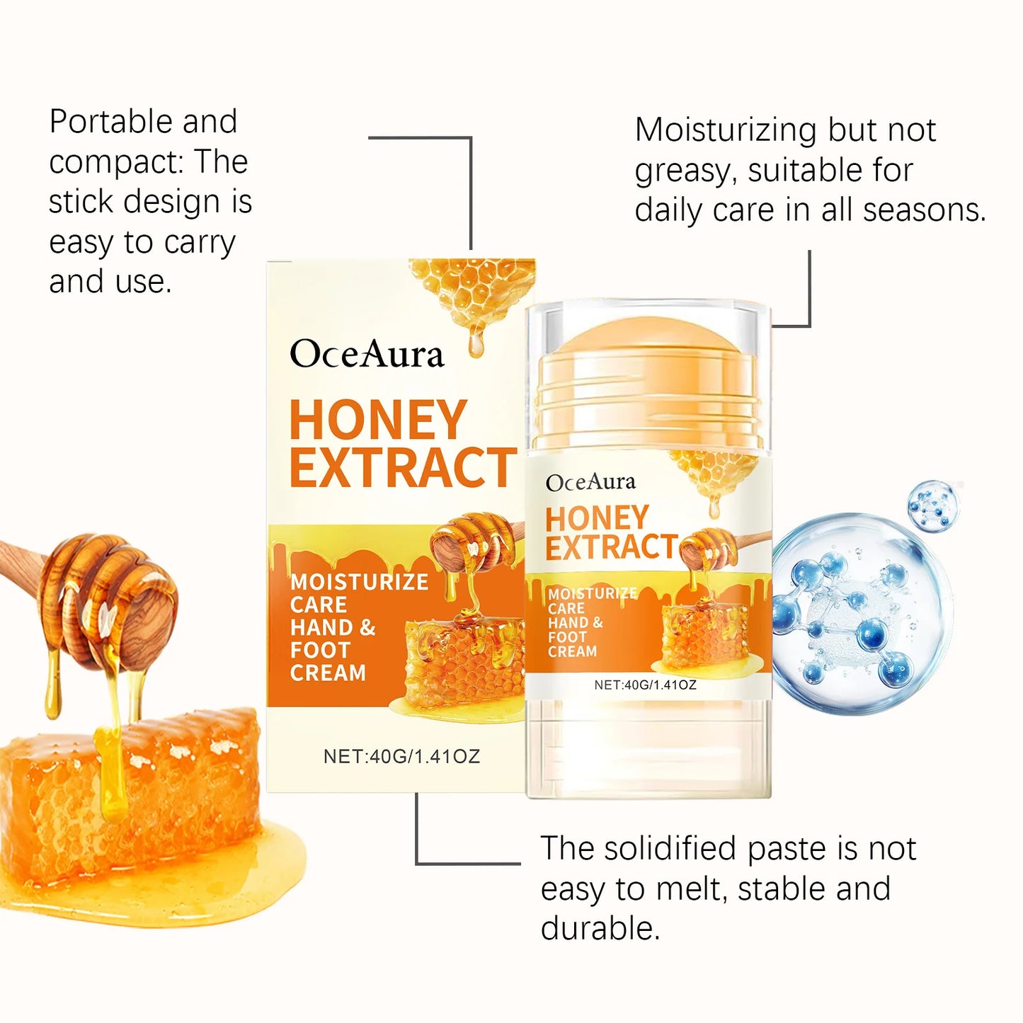 Honey Moisturizing Stick for Hand Foot Skin Care Deep Hydrating Anti Drying Chapping Soften Calluses Heel Cracked Repair Cream