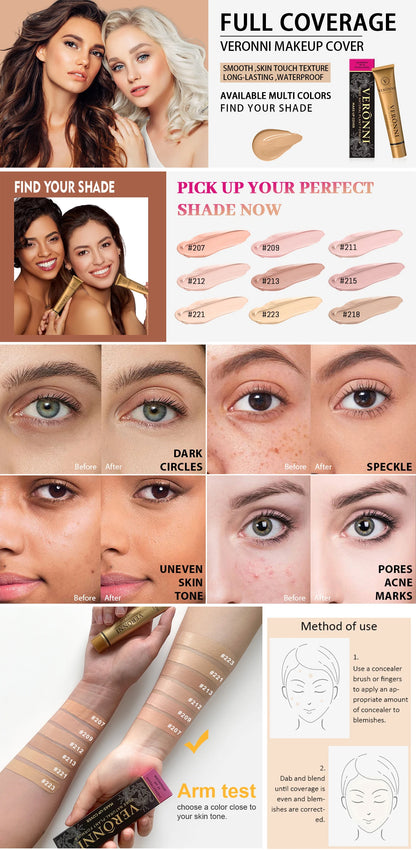 14 color Matte Finish Concealer Stick,Long-Lasting Foundation Makeup