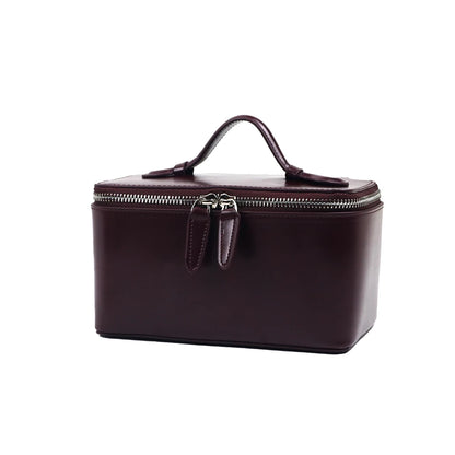 Customized name leather hand-held makeup case and beauty bag, portable storage large-capacity handbag