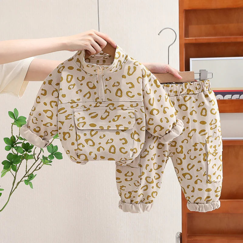 Baby Boys Girls Clothes stamp Cotton T-Shirt Pants 2Pcs/sets