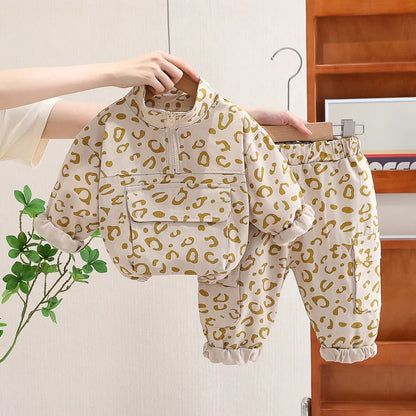 Baby Boys Girls Clothes stamp Cotton T-Shirt Pants 2Pcs/sets