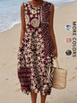 2026 Women's sleeveless Bohemian floral casual beach MIDI sundress with pockets flowing and loose Sweetheart Rustic Country