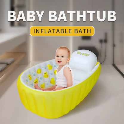 Inflatable Bathtub Pool for Sitting up, Blow up Portable Non-slip Baby Toddler Bathtub for Kids