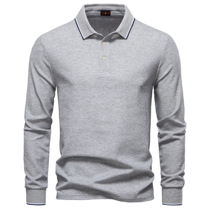 2025 Autumn New Men's Deer Embroidery Cotton Rich Blend Breathable Polo Shirts Long Sleeve Social Business Golf Polo Shirts Male